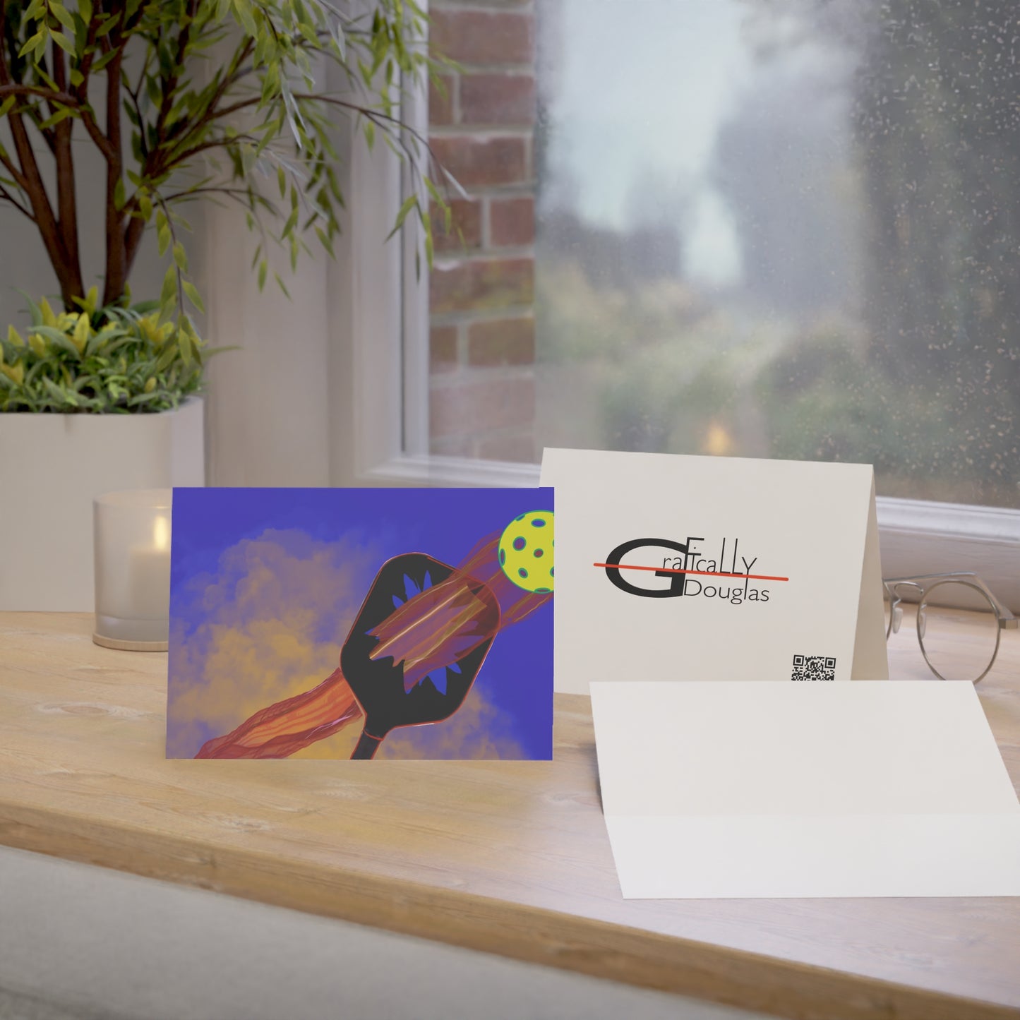 'Hard Drive' – Pickleball Greeting Cards – 1/30/50 Pack – Artist-Made by Stephen Douglas