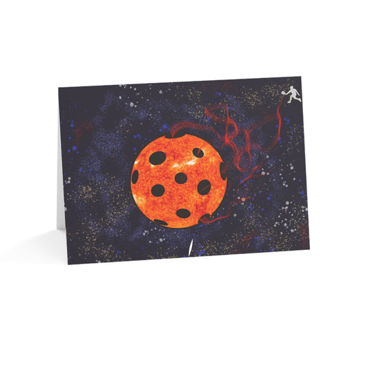 'Fire Ball' – Pickleball Greeting Cards – 1/30/50 Pack – Artist-Made by Stephen Douglas