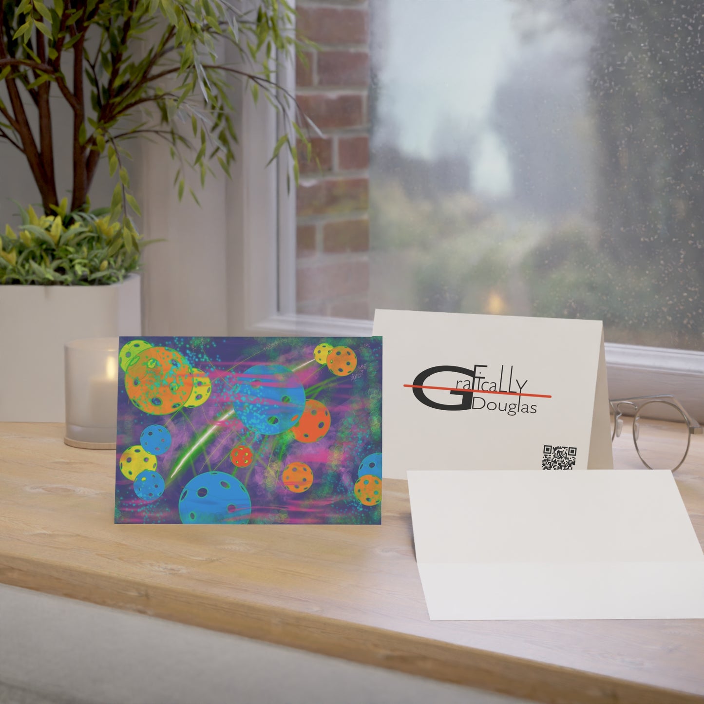 'Pickleball Galaxy' – Pickleball Greeting Cards – 1/30/50 Pack – Artist-Made by Stephen Douglas
