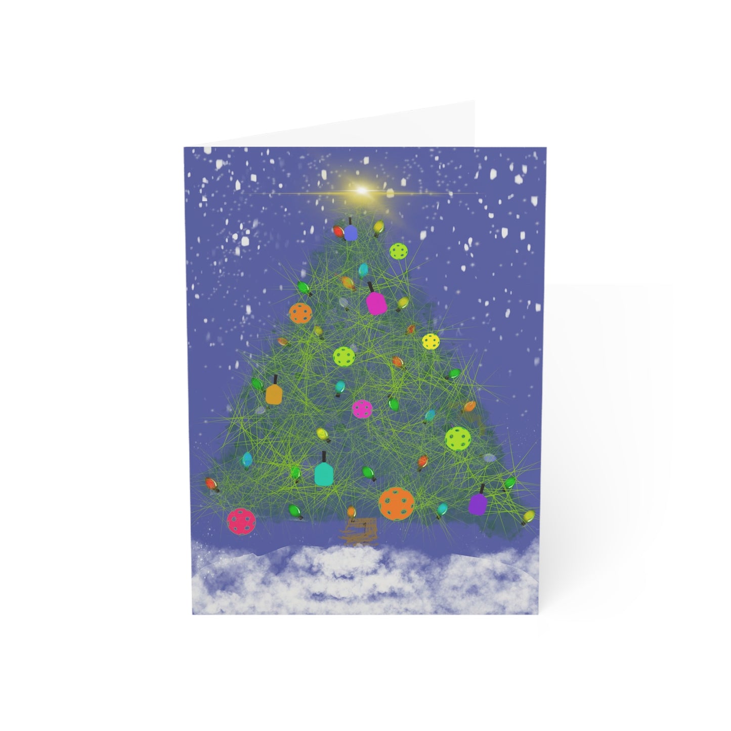 'Holiday Tree' – Pickleball Greeting Cards – 1/30/50 Pack – Artist-Made by Stephen Douglas